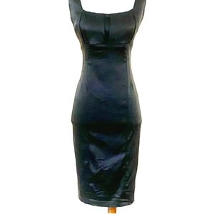 Calvin Klein Black Satin Wiggle Dress 10